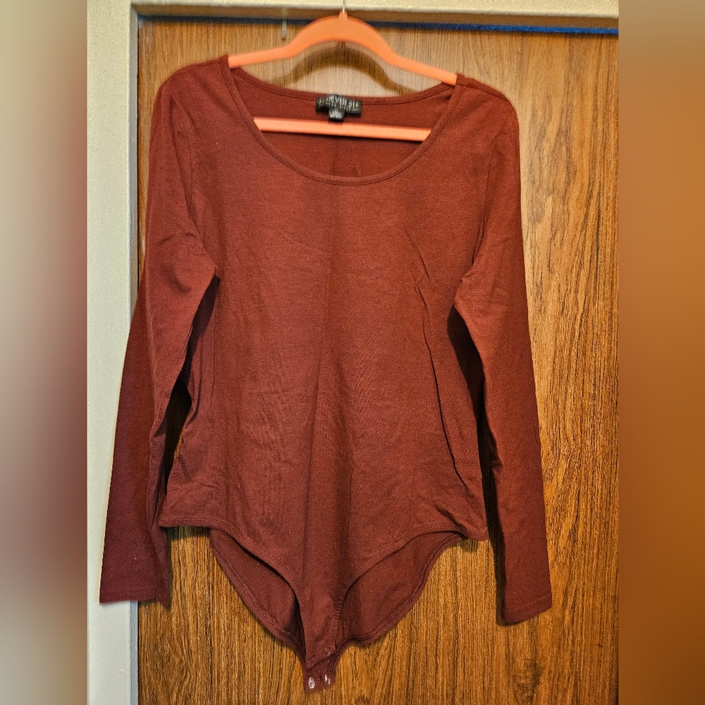 Women's Long Sleeve Bodysuit - Burgundy